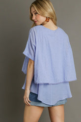Umgee Full Size Eyelet Layered Short Sleeve Blouse Plus Size OutfitFlow